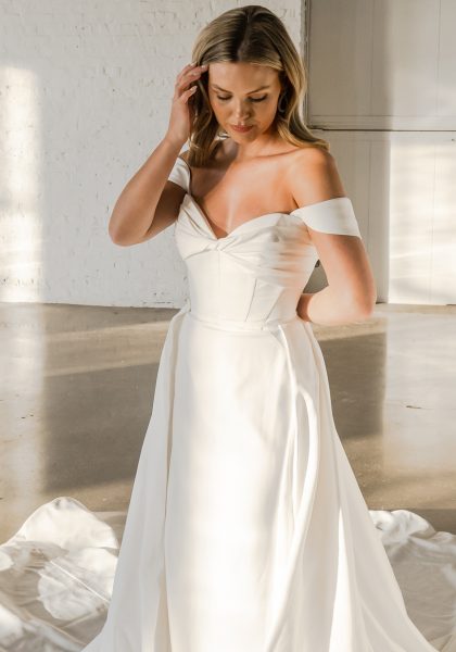 Luxurious Column Wedding Dress with Cowl Neckline and Spaghetti